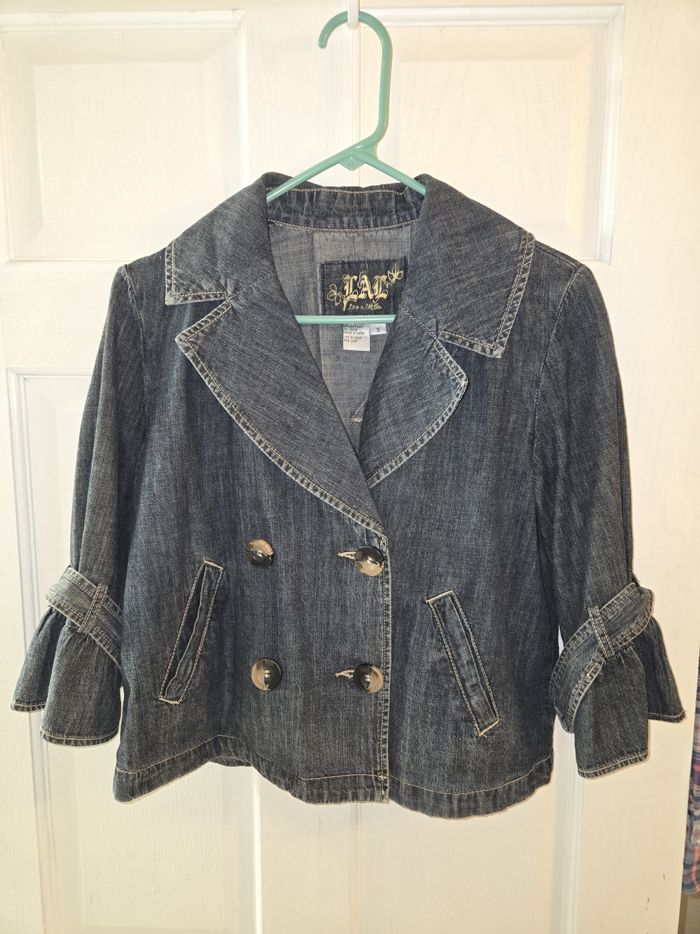 LAL Women's Dark Denim Double-Breasted Jacket